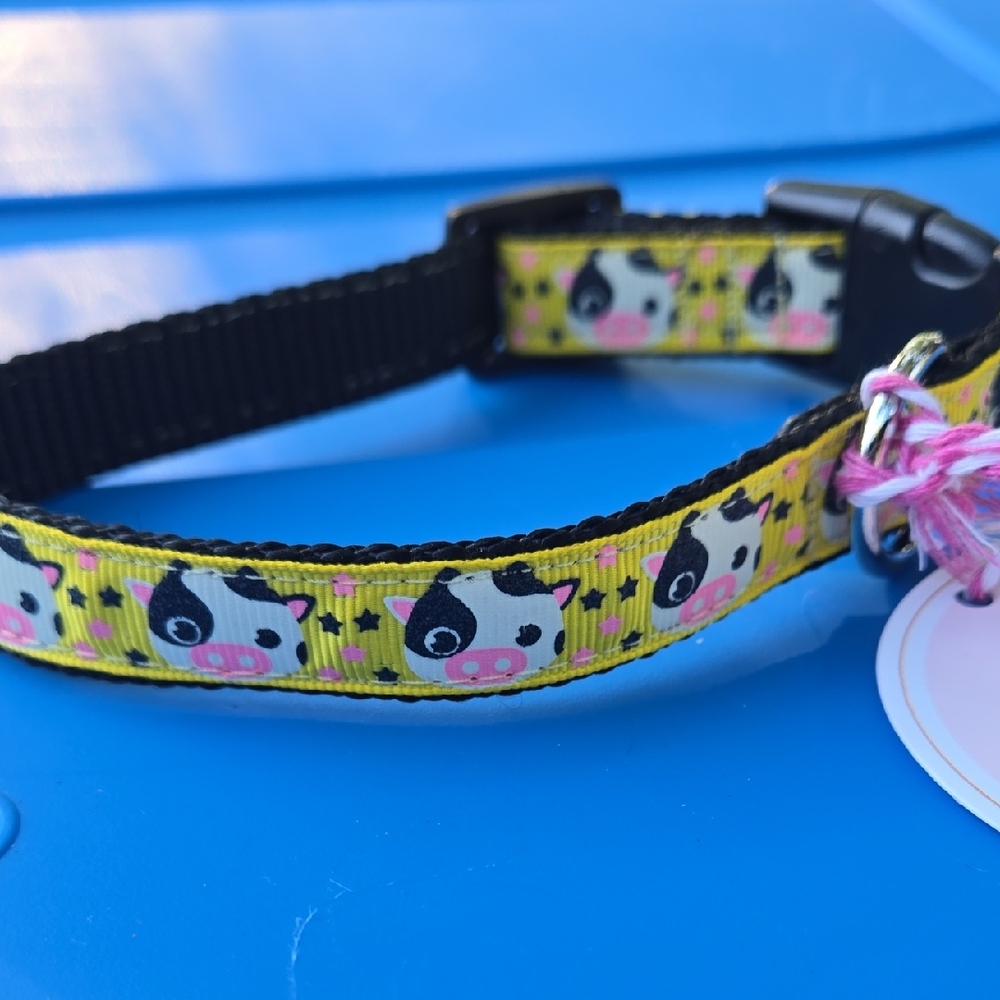 New! Yellow Cow Dog Collar Size Small